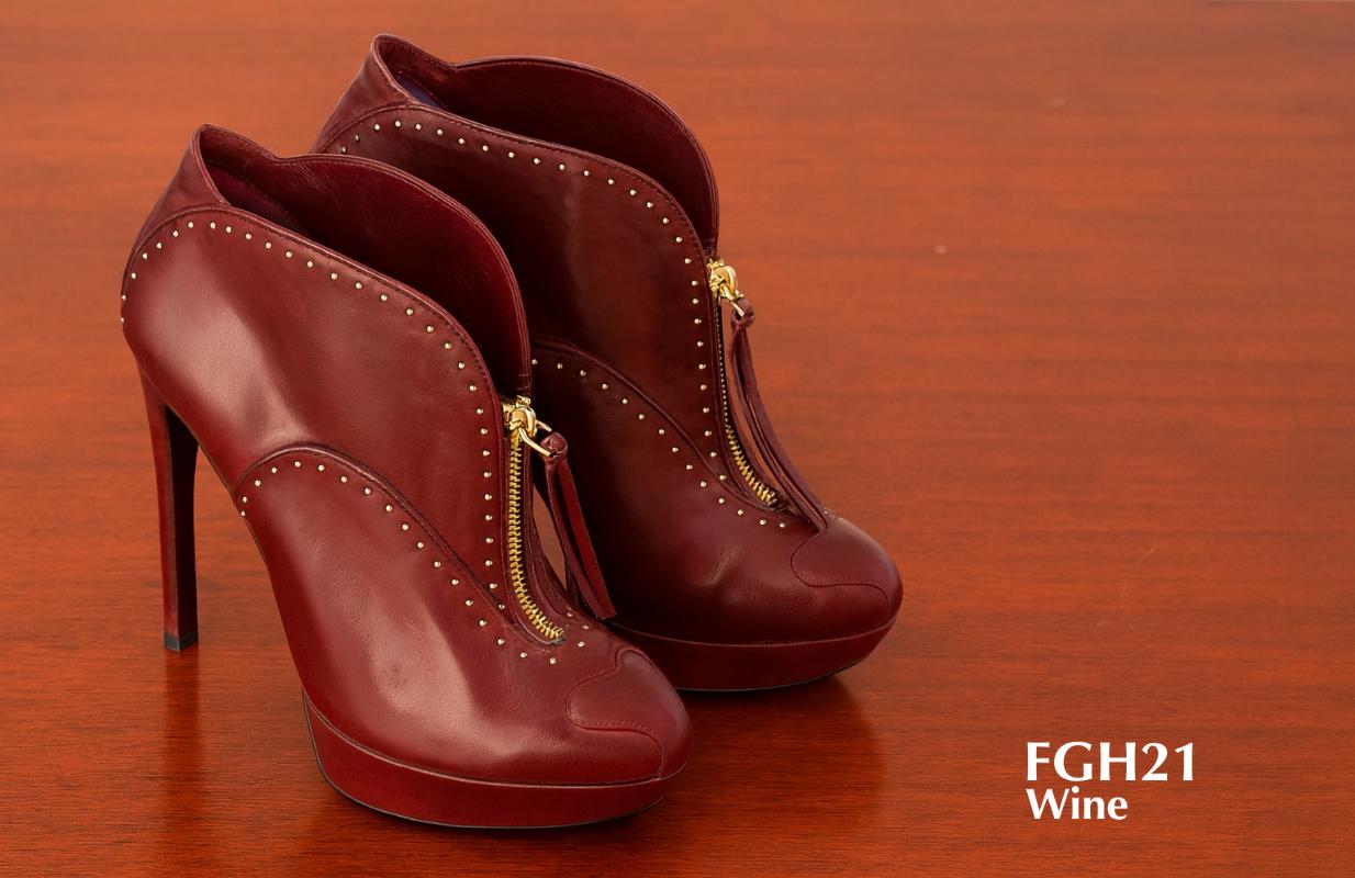 Bottines FGH21 pour femmes, couleur vin, fermeture éclair.