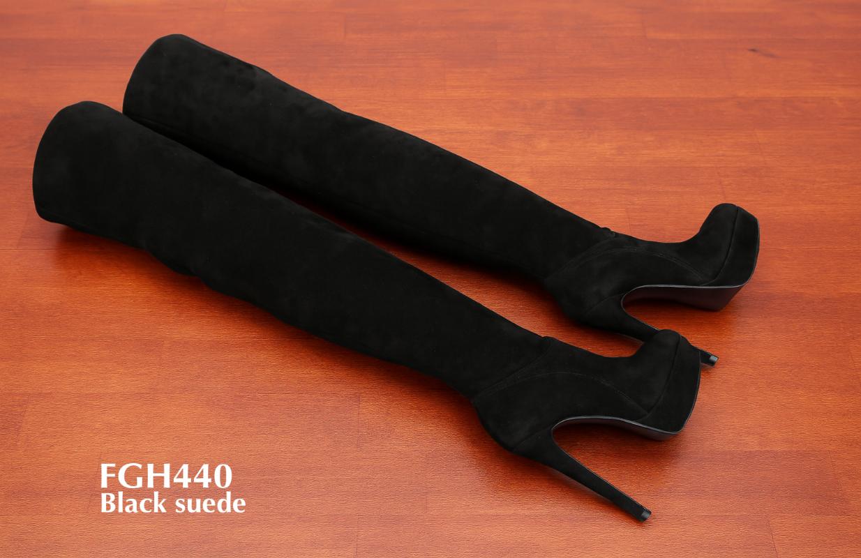 Bottes cuissardes à plateforme en daim FGH440