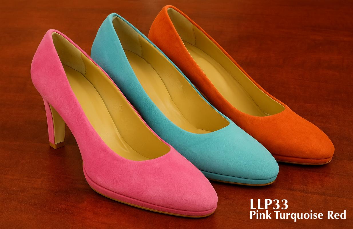 LLP33 - Escarpins rose, turquoise et rouge pour femme