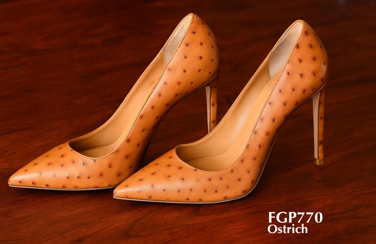 fgP770+chaussures à talons pour femmes en cuir d'autruche personnalisées