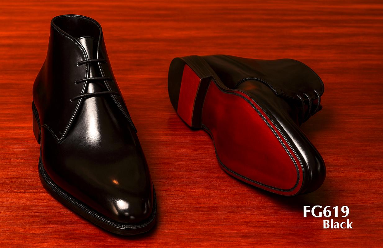 Bottes chukka noires pour hommes FG619