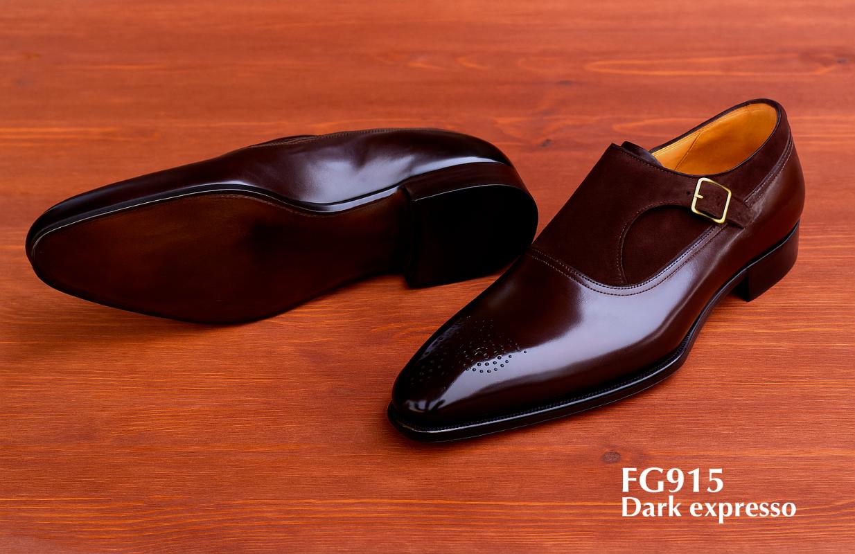 Chaussure Monk Strap cuir expresso foncé