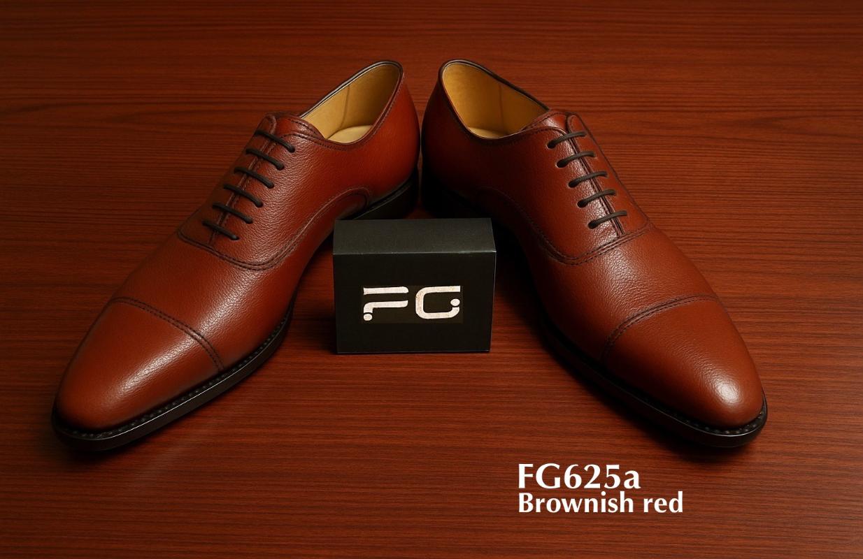 Chaussure Cap-Toe cuir brun-rouge