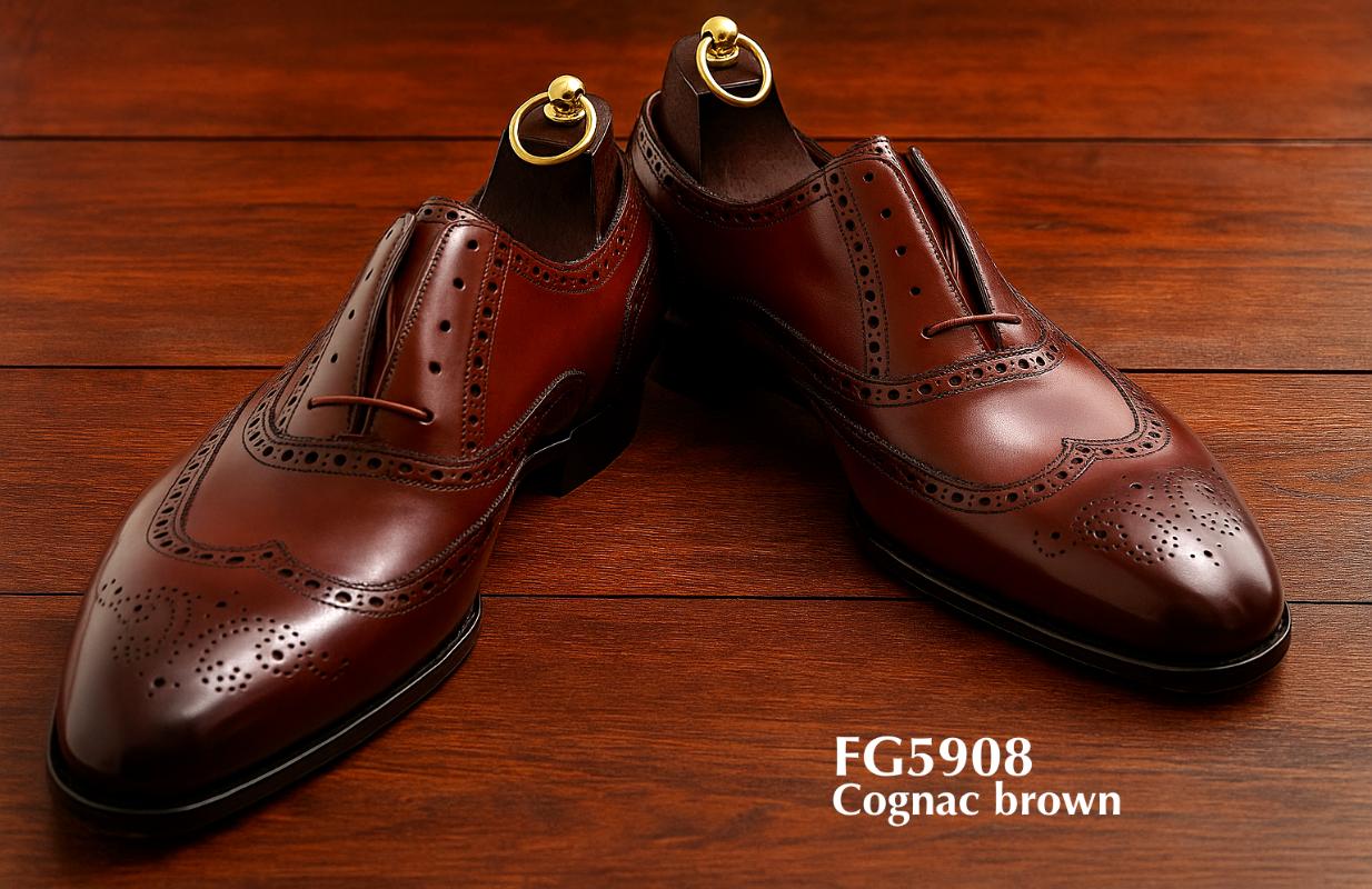 Chaussures brogue pleine couture marron cognac