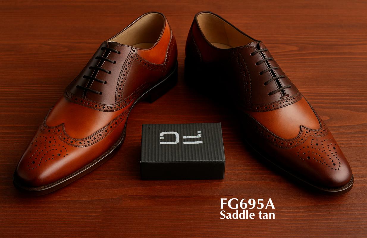 Chaussure brogue cuir antique marron selle