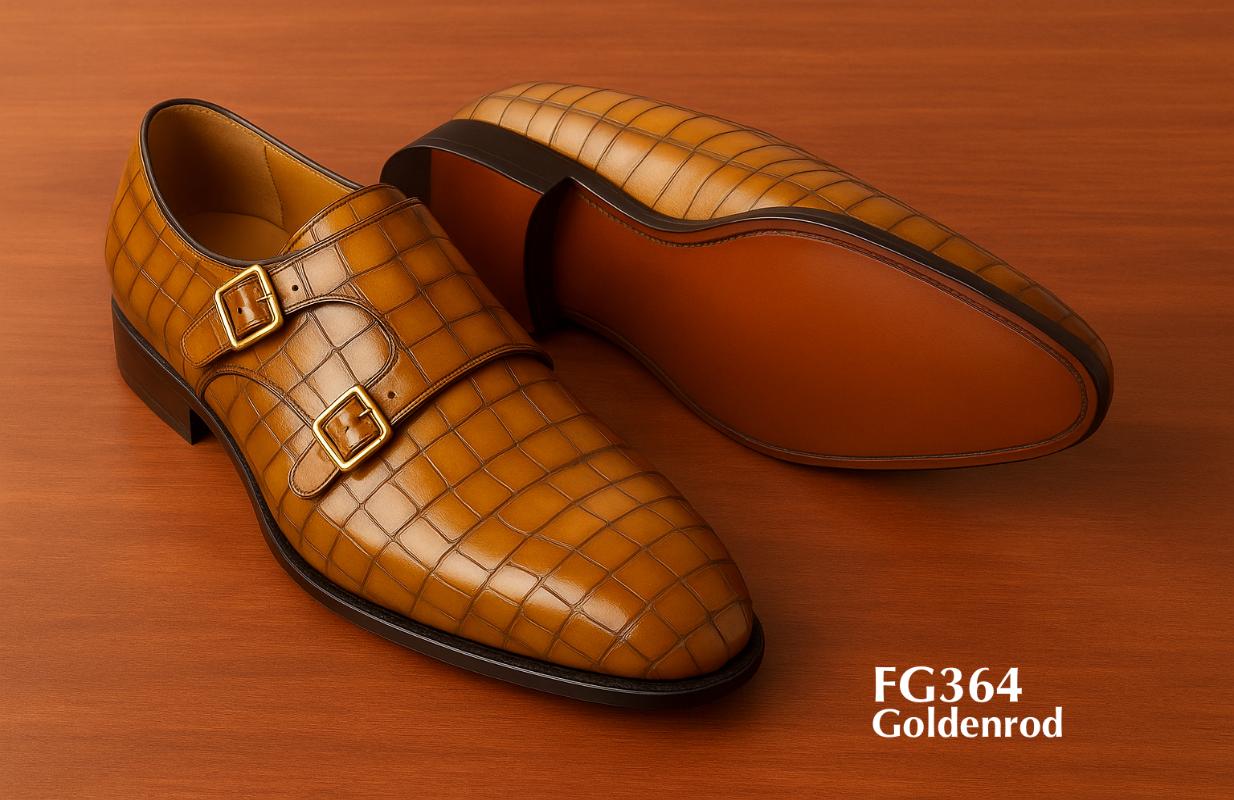FG364-Chaussure-monkstrap-cuir-peau-de-croco-goldenrod
