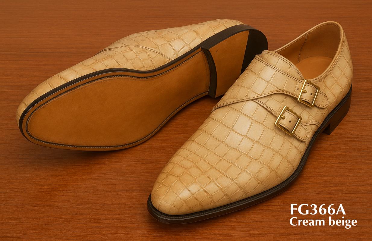 fg366a-Chaussure-monkstrap-cuir-peau-de-croco-crème-beige