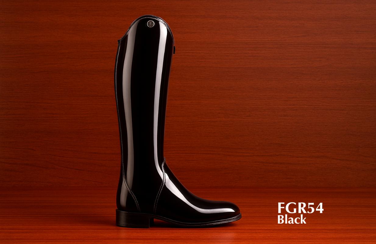 bottes d'équitation en cuir verni noir