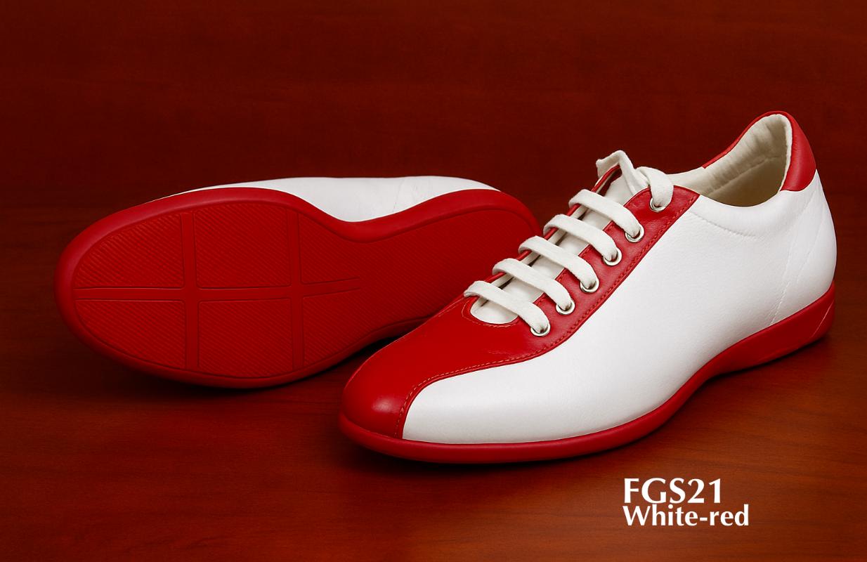 Baskets de sport tendance en cuir rouge et blanc FGS21