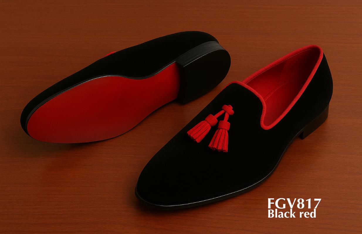 loafers combinaison noir et rouge semelle rouge FGV817