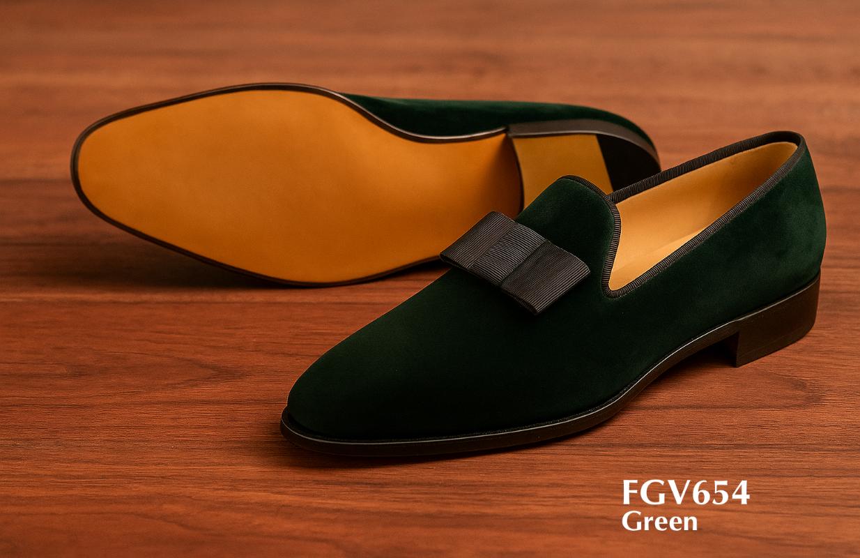chaussure opéra verte en velours
