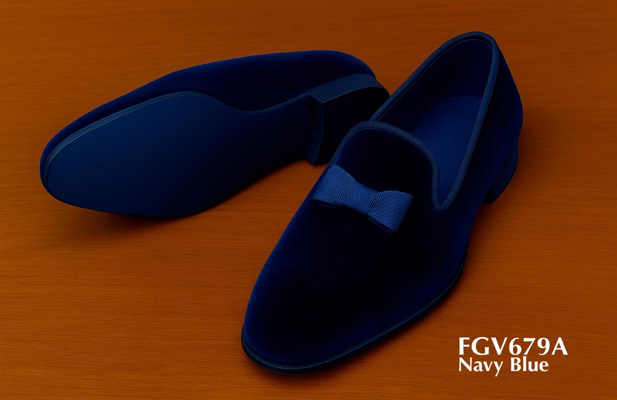 chaussure velours bleu avec nœud