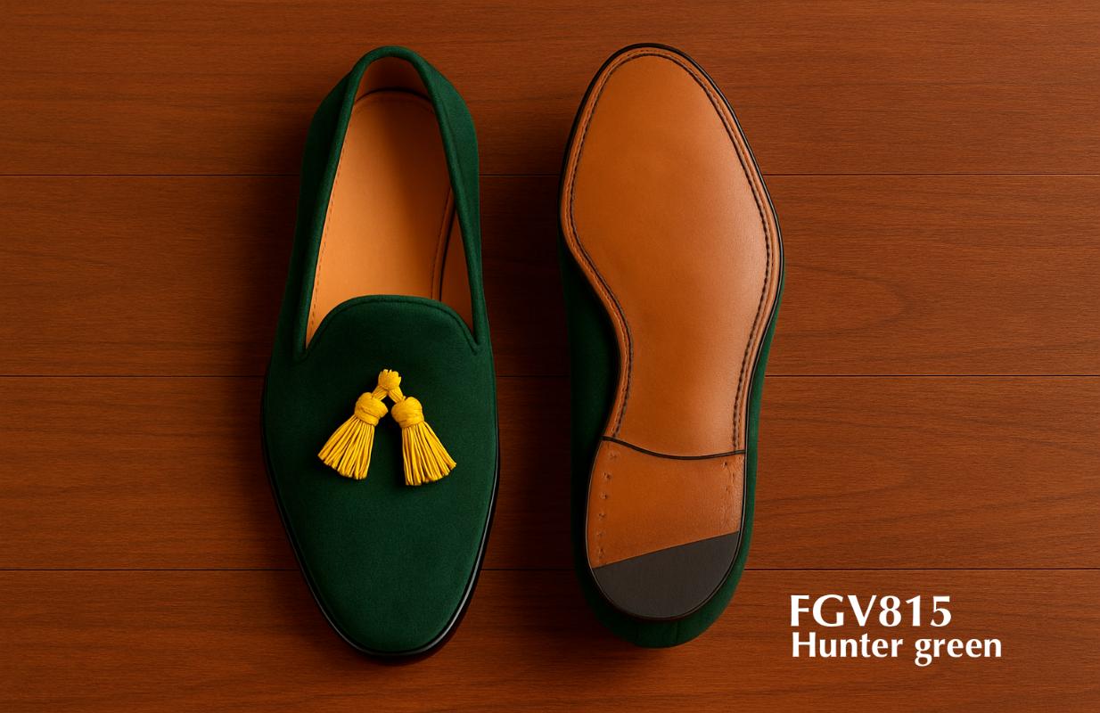 acheter loafer vert foncé avec pompon jaune